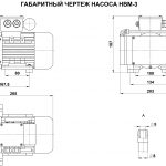 Габаритный чертеж мембранного вакуумного насоса НВМ-3